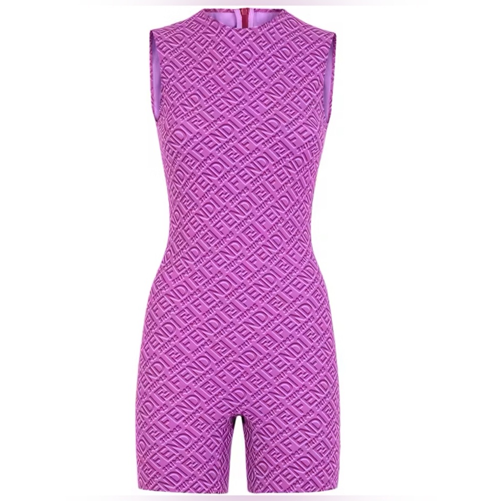 Fendi Vibrant Purple Logo Jumpsuit